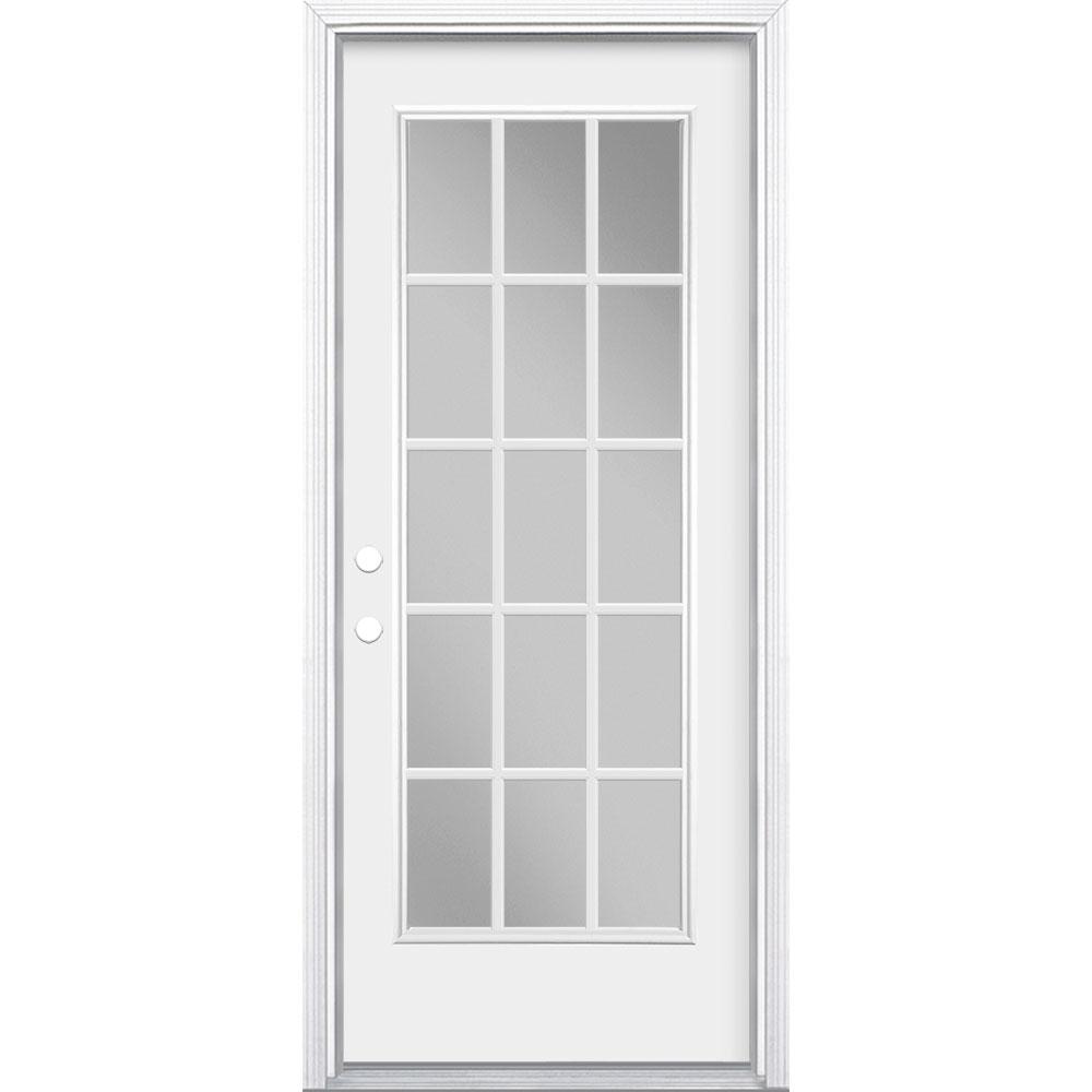 Masonite 32 in. x 80 in. White 15 Lite Right-Hand Inswing Primed Steel