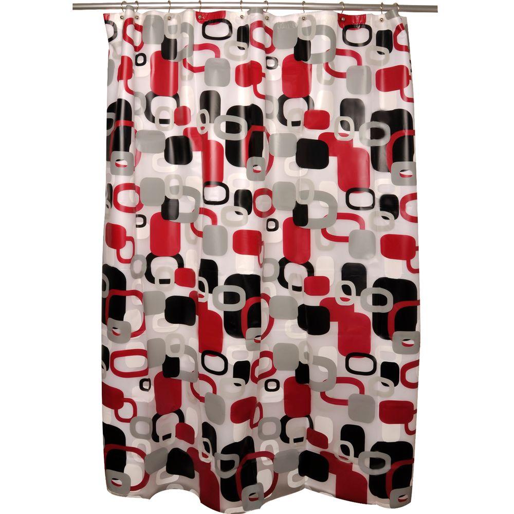 Famous Home Fashions Hip Squares Red Shower Curtain901745 The Home Depot