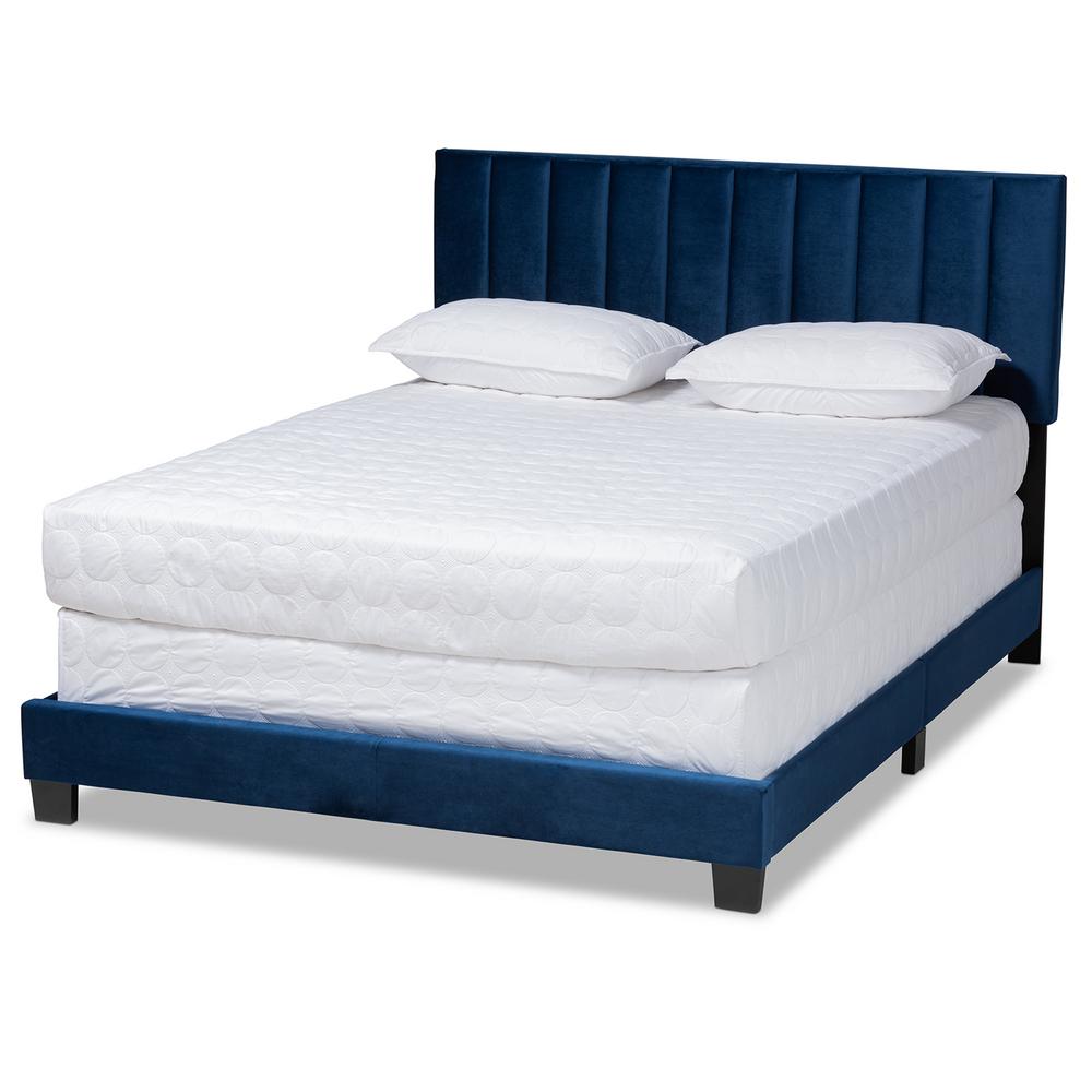 Baxton Studio Clare Navy Blue and Black King Panel Bed-163 ...