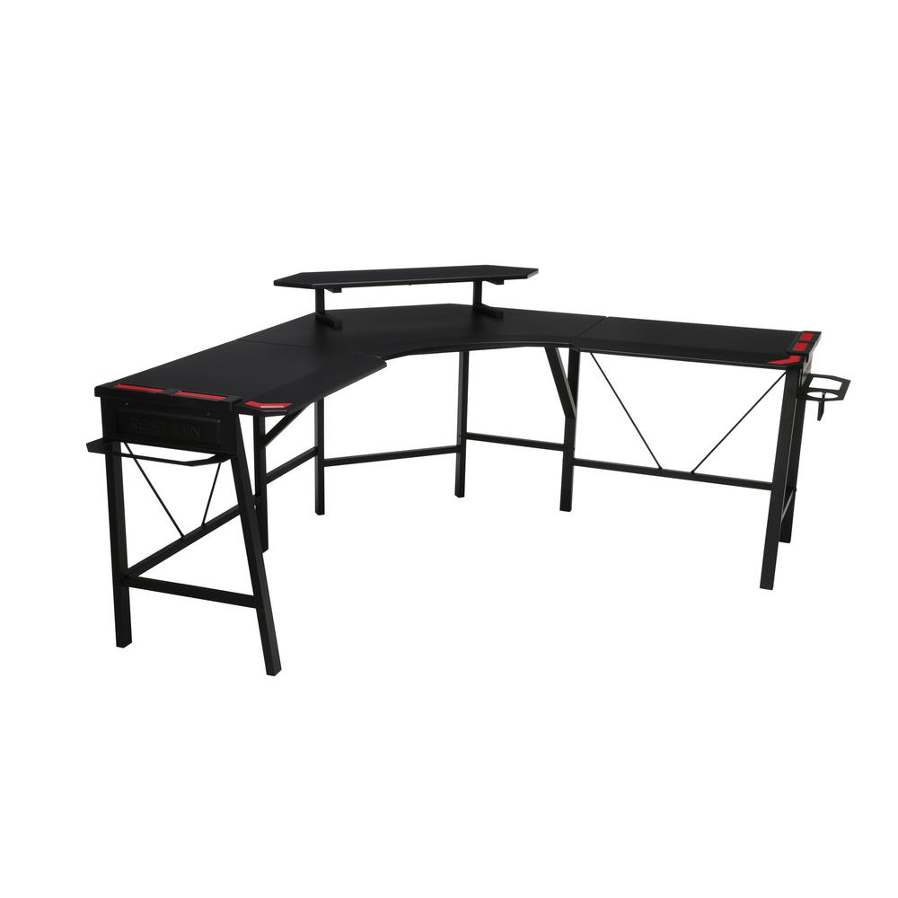 Unbranded 66 in. LShaped Red Computer Desk with ShelfRSP2010RED The Home Depot