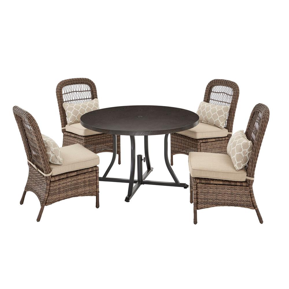 Hampton Bay Beacon Park 5 Piece Brown Wicker Outdoor Dining Set With Toffee Cushions Frs80938a St 2 The Home Depot - Hampton Bay Rattan Patio Dining Set Hampton Bay Beacon Park 5 Piece Brown Wicker Outdoor Dining Set With Toffee Cushions Frs80938a St 2 The Home Depot - Hampton Bay Rattan Patio Dining Set