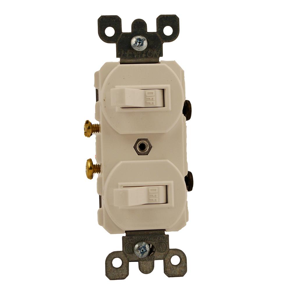 Leviton 1 25w 125v Combination Switch With Neon Pilot Light White 20 Amp Commercial Grade Combination Two Single Pole Toggle Switches White