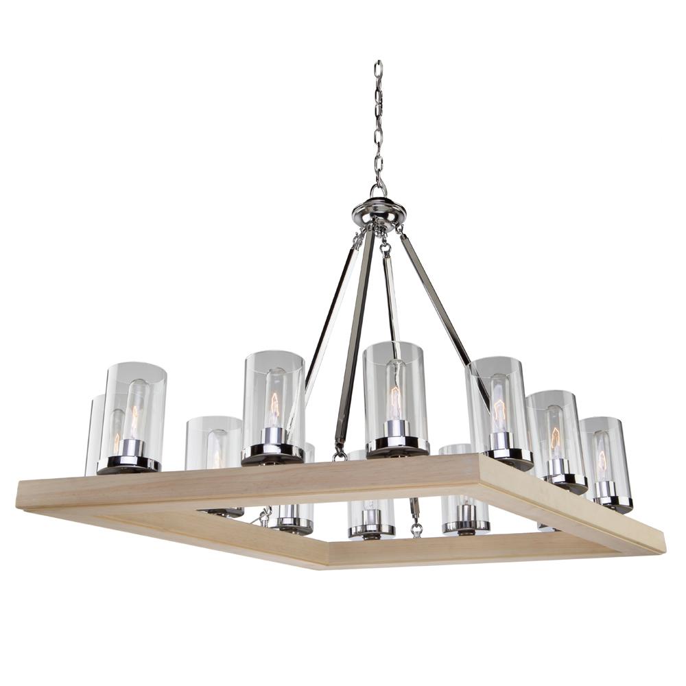 Filament Design 12 Light Natural Wood And Chrome Chandelier Filament Design 12 Light Natural Wood And Chrome Chandelier