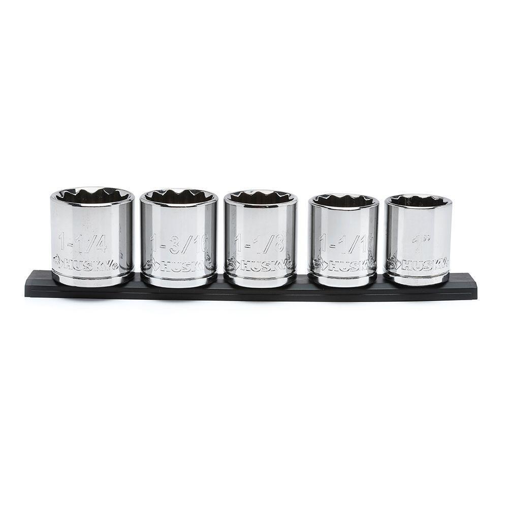 Socket Socket Set: Husky Sockets 1/2 in. Drive Large SAE (5-Piece) H2DSAE5PC