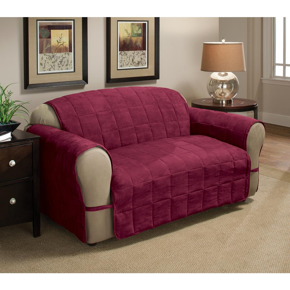 Innovative Textile Solutions Ultimate Faux Suede Burgundy Loveseat