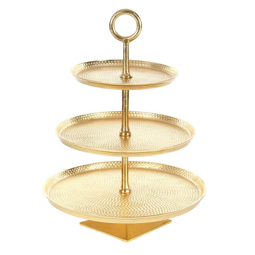 Litton Lane 3 Tier Modern Aluminum Cake Stand In Gold 53452 The