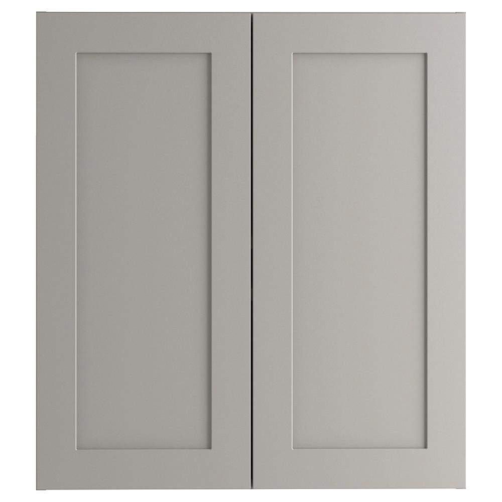 Hampton Bay Cambridge Assembled 27x30x12 in. Wall Cabinet in Gray ...