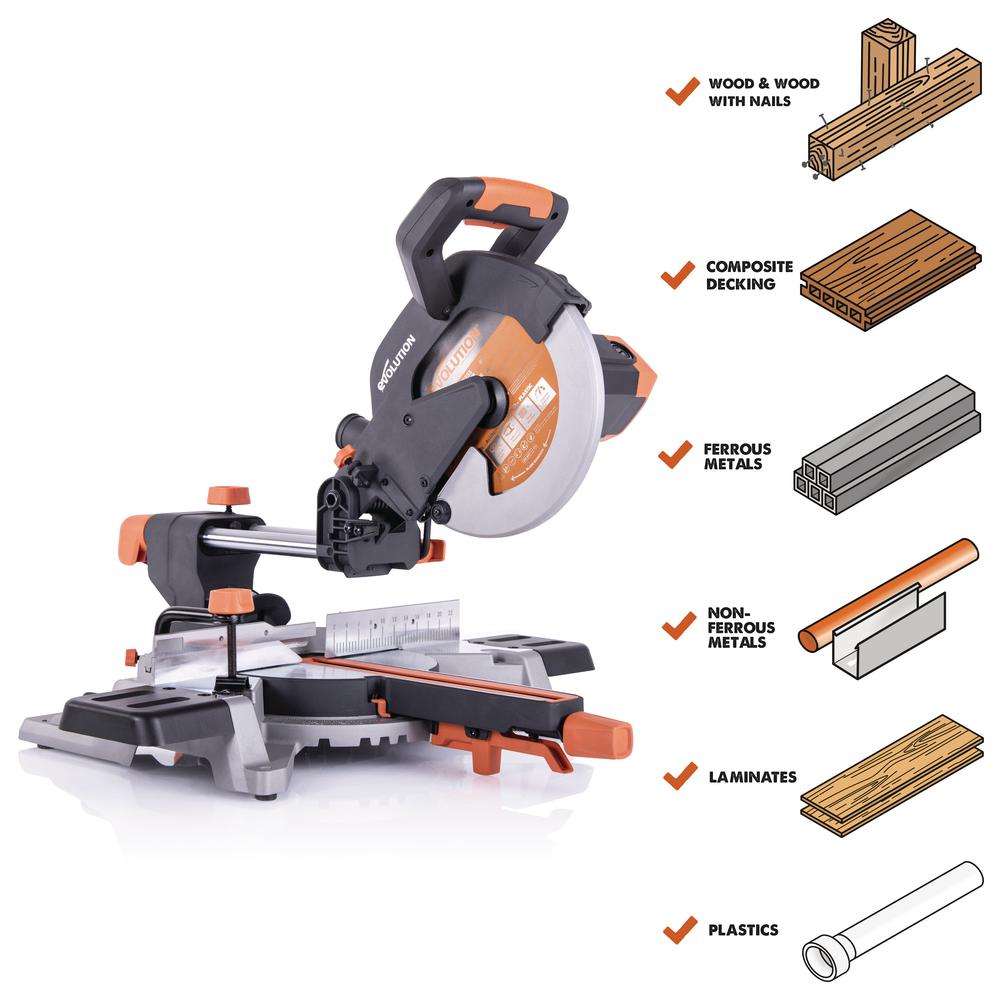 Evolution Power Tools 15 Amp 10 in. Sliding Compound Miter Saw with