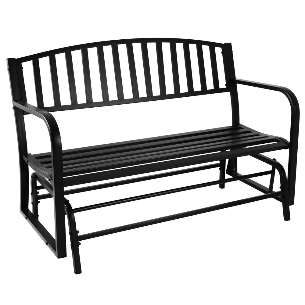 Sunnydaze Decor 2 Person Black Steel Outdoor Glider Bench