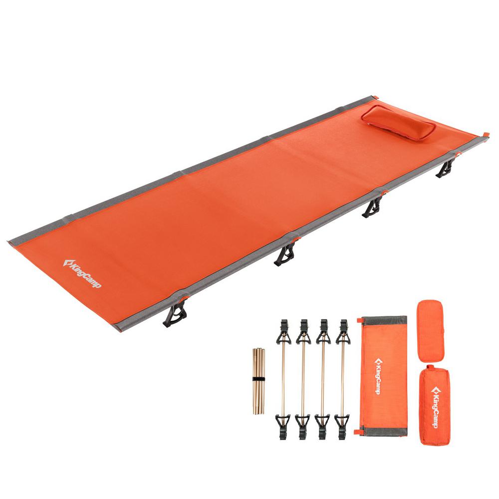 Heavy Duty Military Grade Aluminum Holds Up to 440-550 Lbs with Carry Bag KingCamp Folding Camping Cot,Sturdy Portable Sleeping Bed Ultralite Cot with Pillow