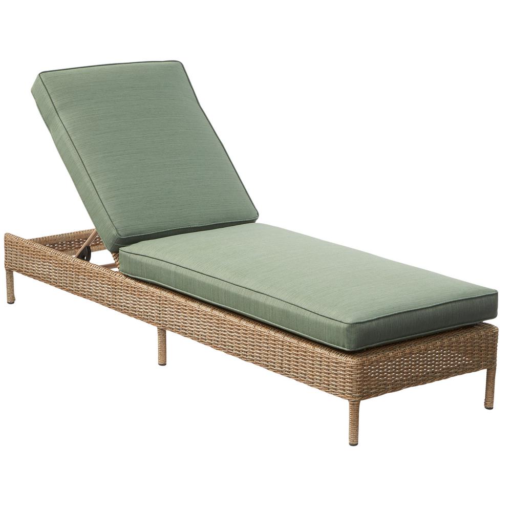 Hampton Bay Lemon Grove Wicker Outdoor Chaise Lounge with ...