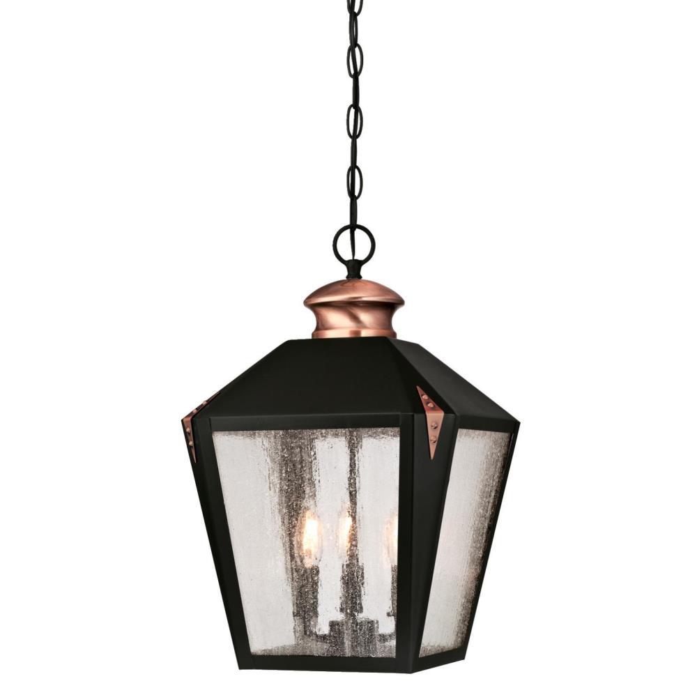 Westinghouse Valley Forge 3 Light Matte Black With Washed Copper Accents Outdoor Hanging Pendant 6339100 The Home Depot