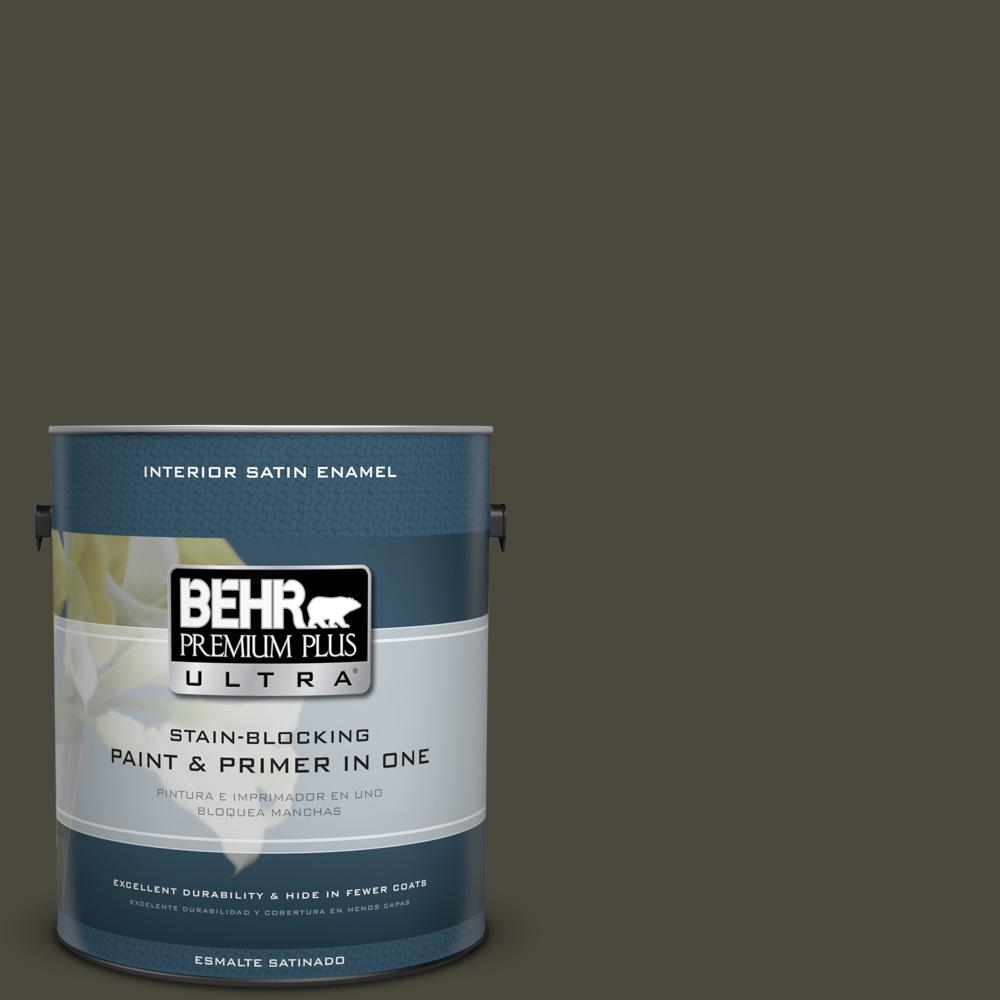 BEHR Premium Plus Ultra 1 Gal. #PPU24-01 Black Mocha Satin Enamel ...