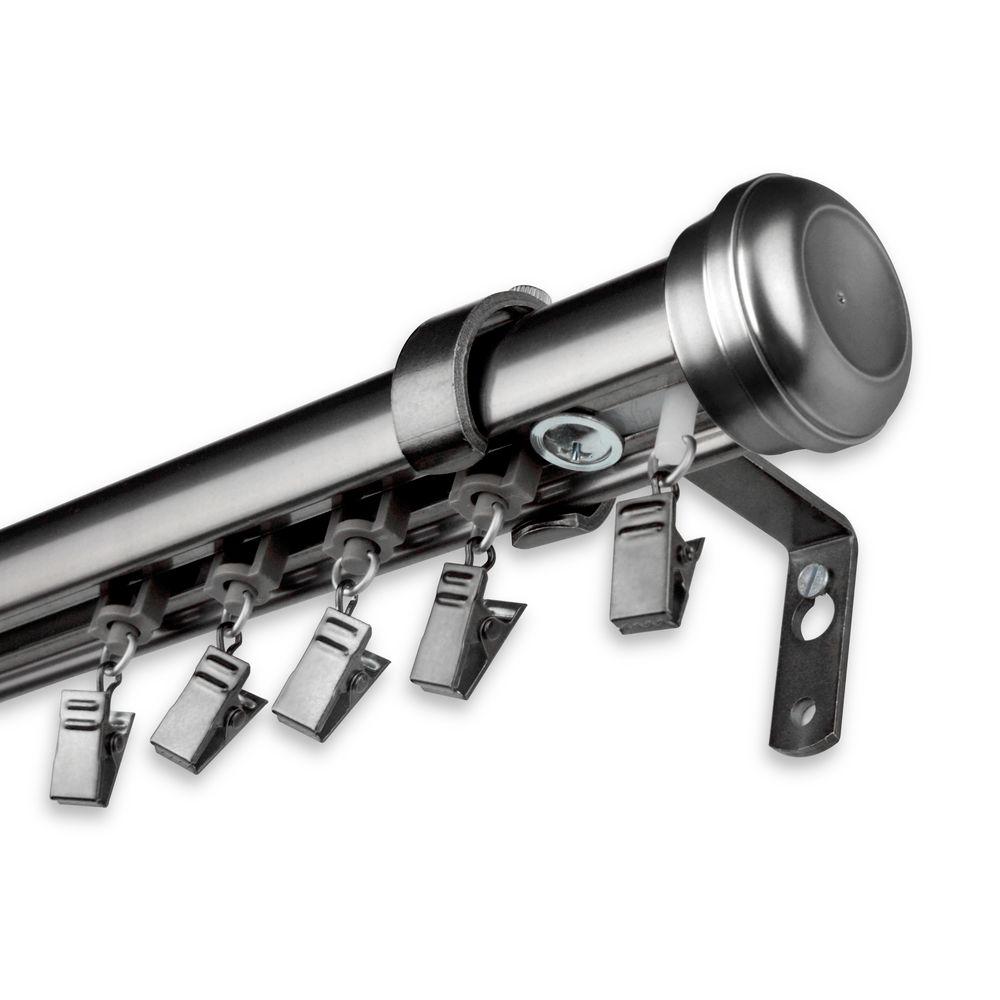 Rod Desyne 86 In 120 Cordless Telescoping Traverse Curtain Rod Desyne 86 In 120 Cordless Telescoping Traverse Curtain Kit Pewter With Rosen Finial Ch100 68 5p The Home Depot