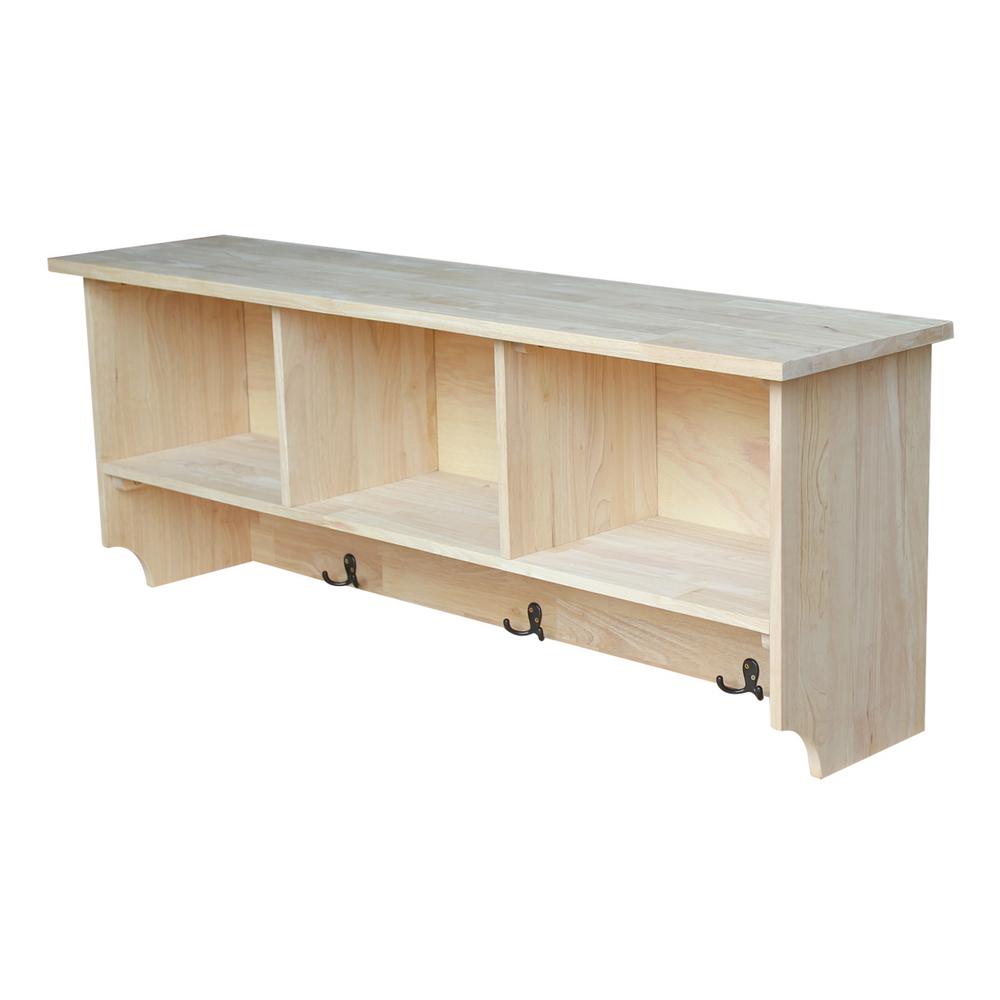 International Concepts Wall Shelf with Storage in Unfinished Wood SH