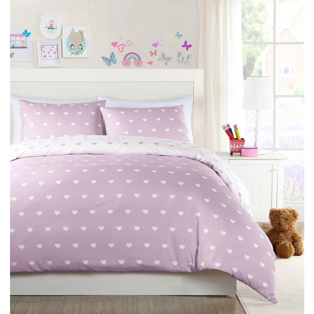 Kelly Purple Twin Heart Comforter Set