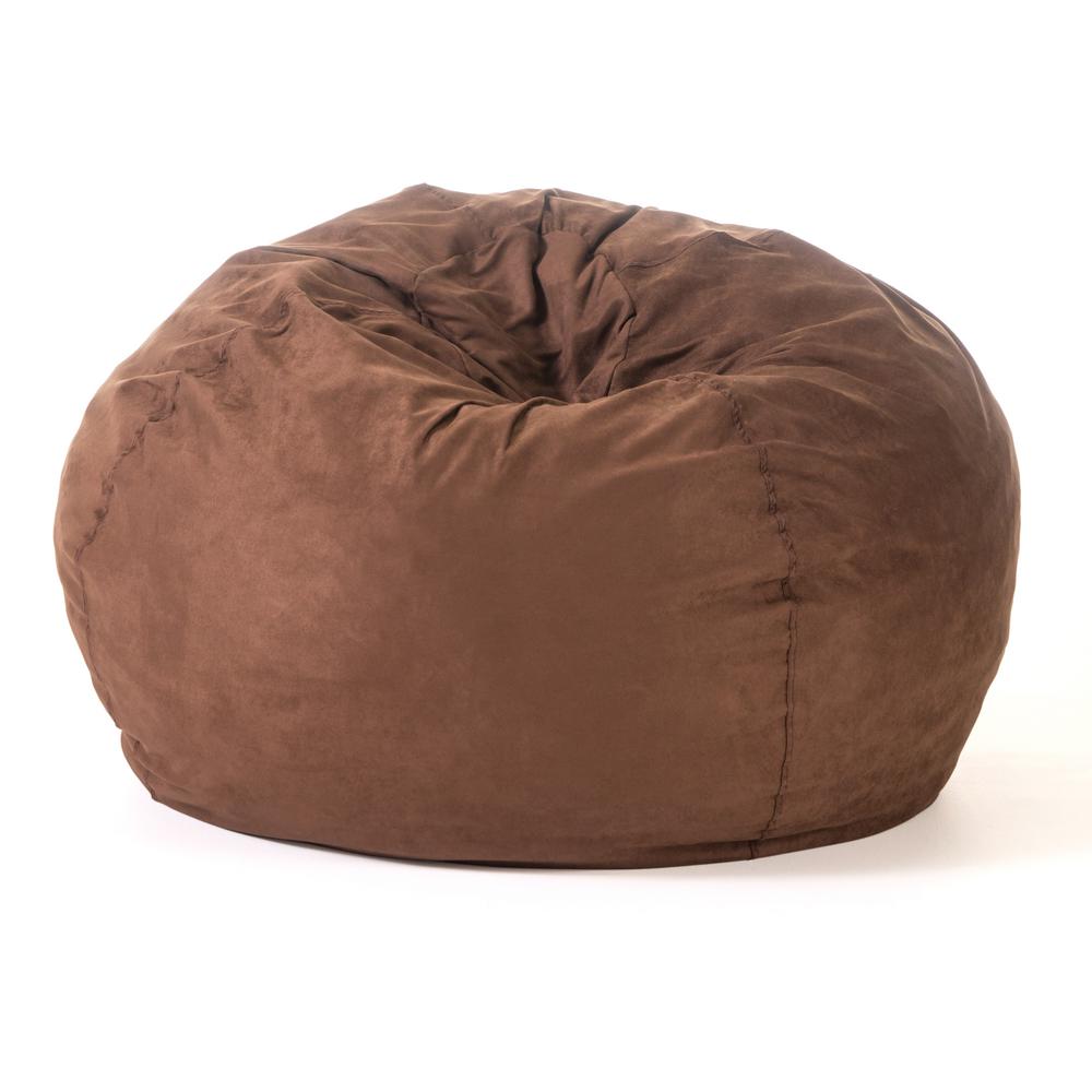 Noble House 5 ft. French Roast Suede Microfiber DoubleStitched Bean Bag18239 The Home Depot