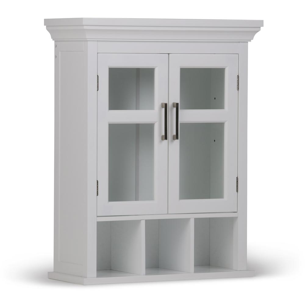 Simpli Home Avington 30 In H X 23 6 In W Double Door Wall Bath Cabinet With Cubbies In Pure White Axcbsavn04 Wh The Home Depot