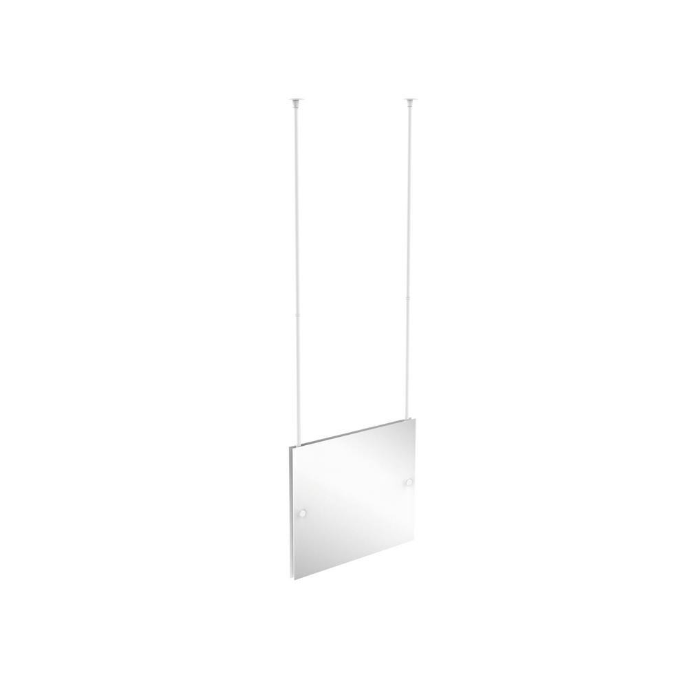 26 In X 21 Frameless Rectangular Landscape Ceiling Hung Mirror With Beveled Edge Matte White