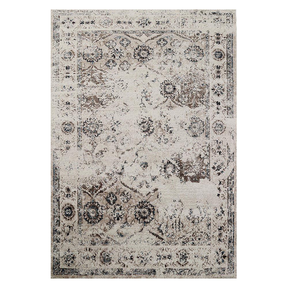 Lnc Cream Brown 5 Ft X 8 Distressed Area Rug