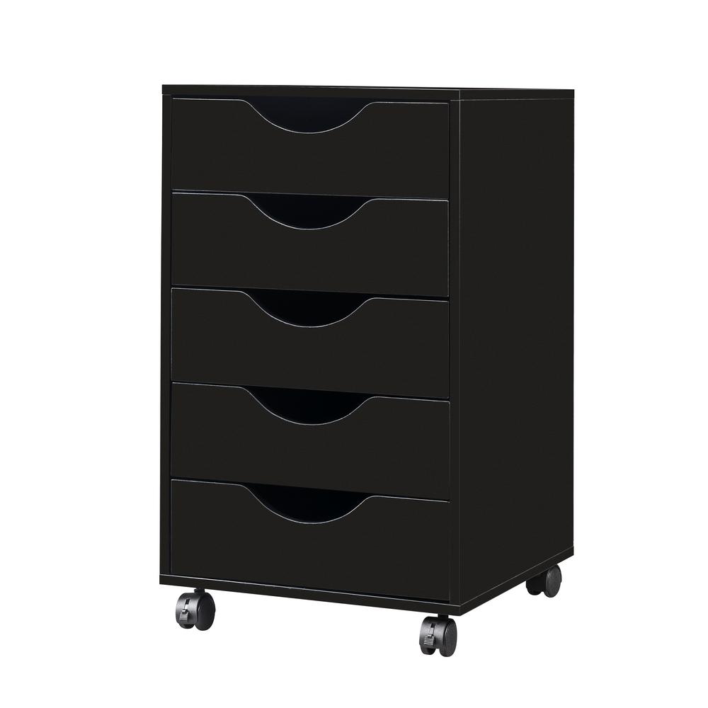 Merax 5 Drawer Home Office Black With Locking Casters Mobile File Cabinet Pp192508baa The Home Depot