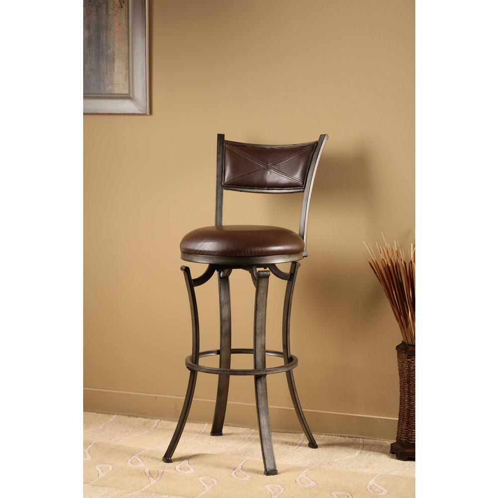 Hillsdale Furniture Drummond 26 In Rubbed Pewter And Brown Swivel Counter Stool 4919 826 The Home Depot