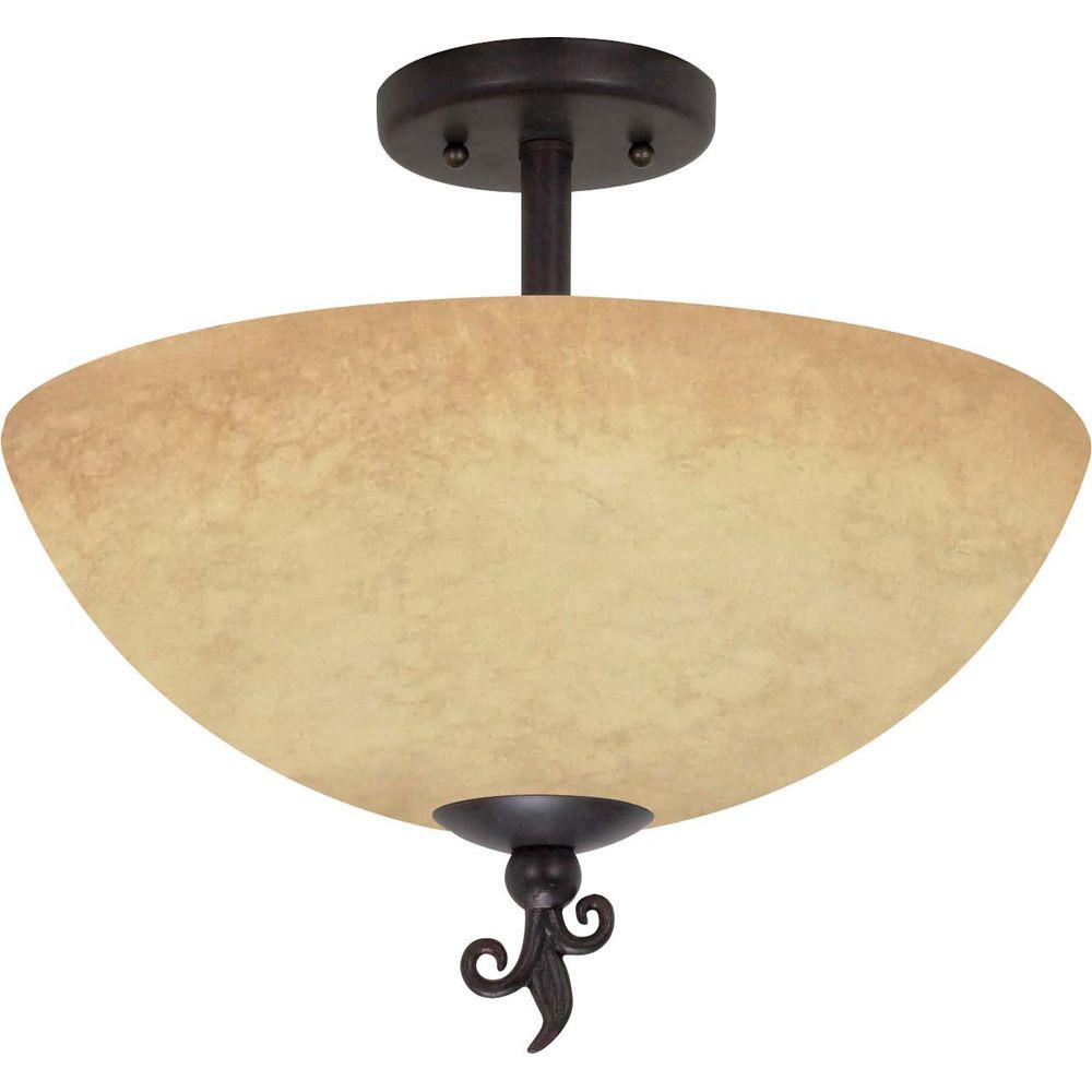 Glomar 3 Light Old Bronze Semi Flush Mount With Tuscan Suede Glomar 3 Light Old Bronze Semi Flush Mount With Tuscan Suede Glass