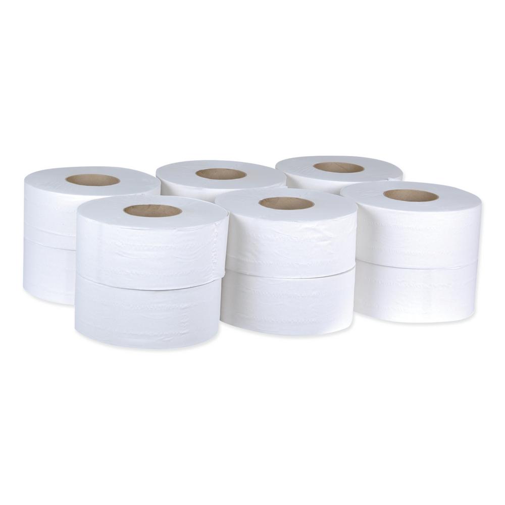 Universal Jumbo Bath Tissue, 2-Ply, White, 3.6" X 1000 Ft, 8.8" Diameter