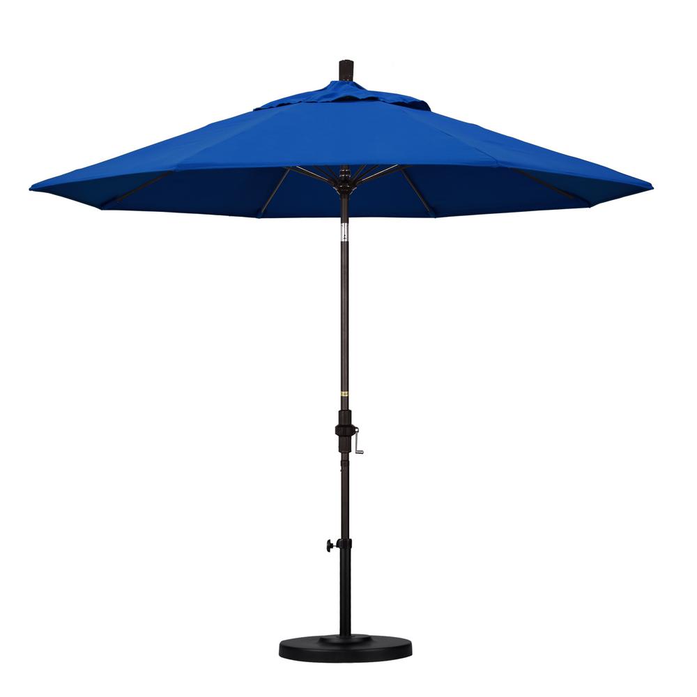 California Umbrella 9 Ft Fiberglass Collar Tilt Patio Umbrella In Frost Blue Olefin Gscuf908117 F26 The Home Depot