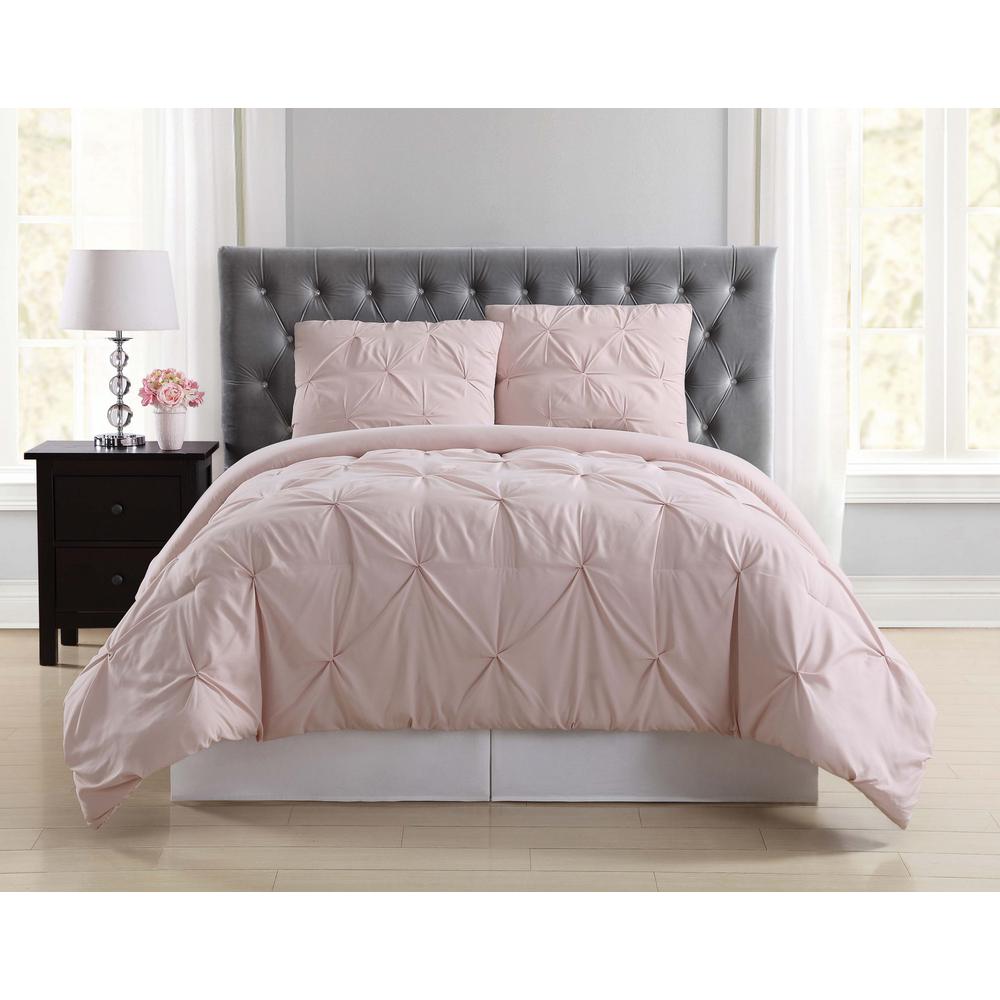 Solid Pink Comforter Comforters Sets Bedding Everyday Pleated Blush King Comforter Set