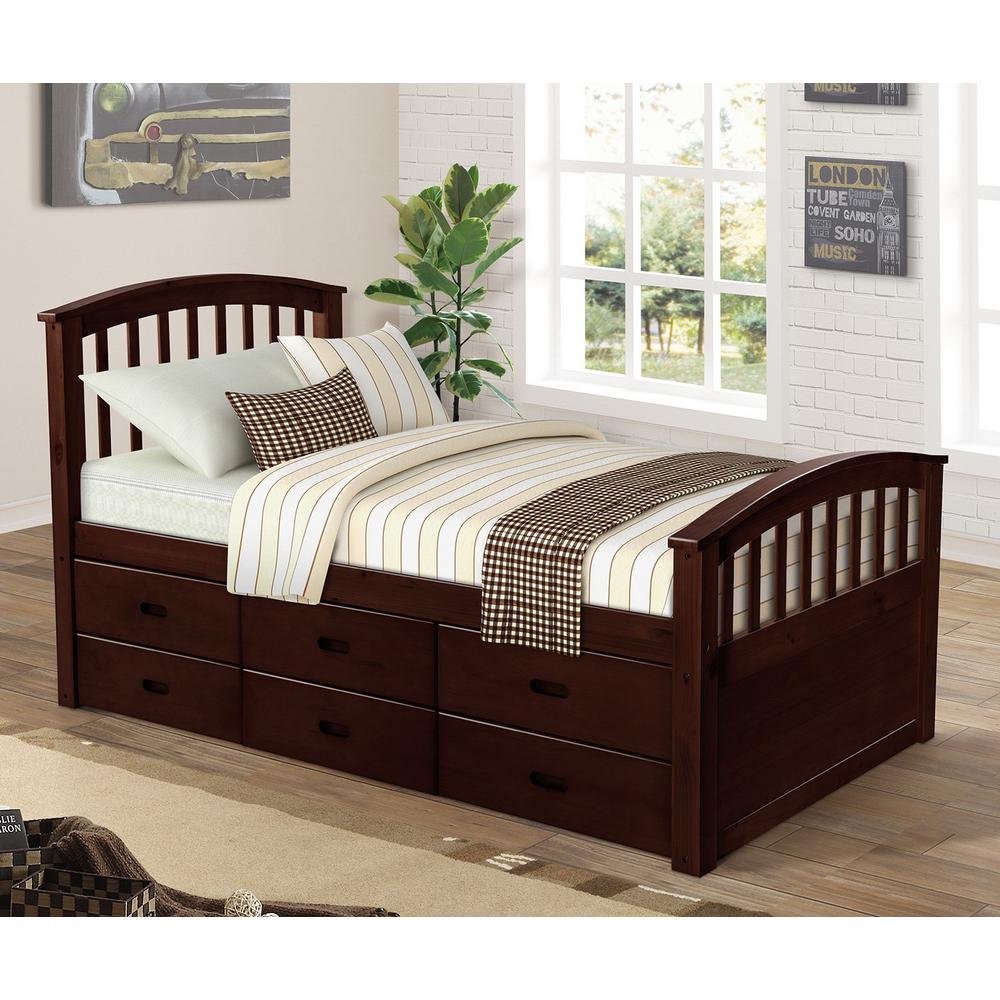 Harper & Bright Designs Espresso Twin Size Solid Wood Platform Bed with