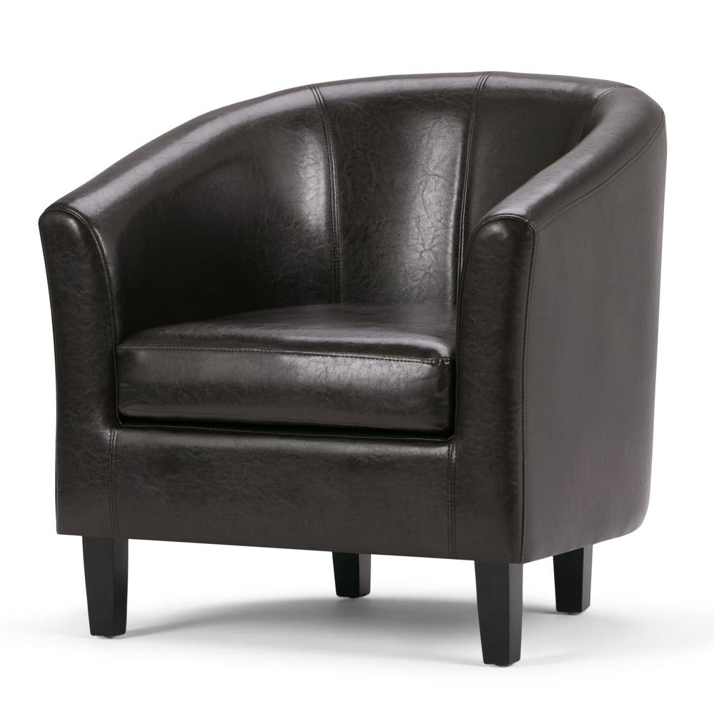 Simpli Home Austin 30 In Wide Transitional Tub Chair In Black Faux Leather Axctub 002 The Home Depot