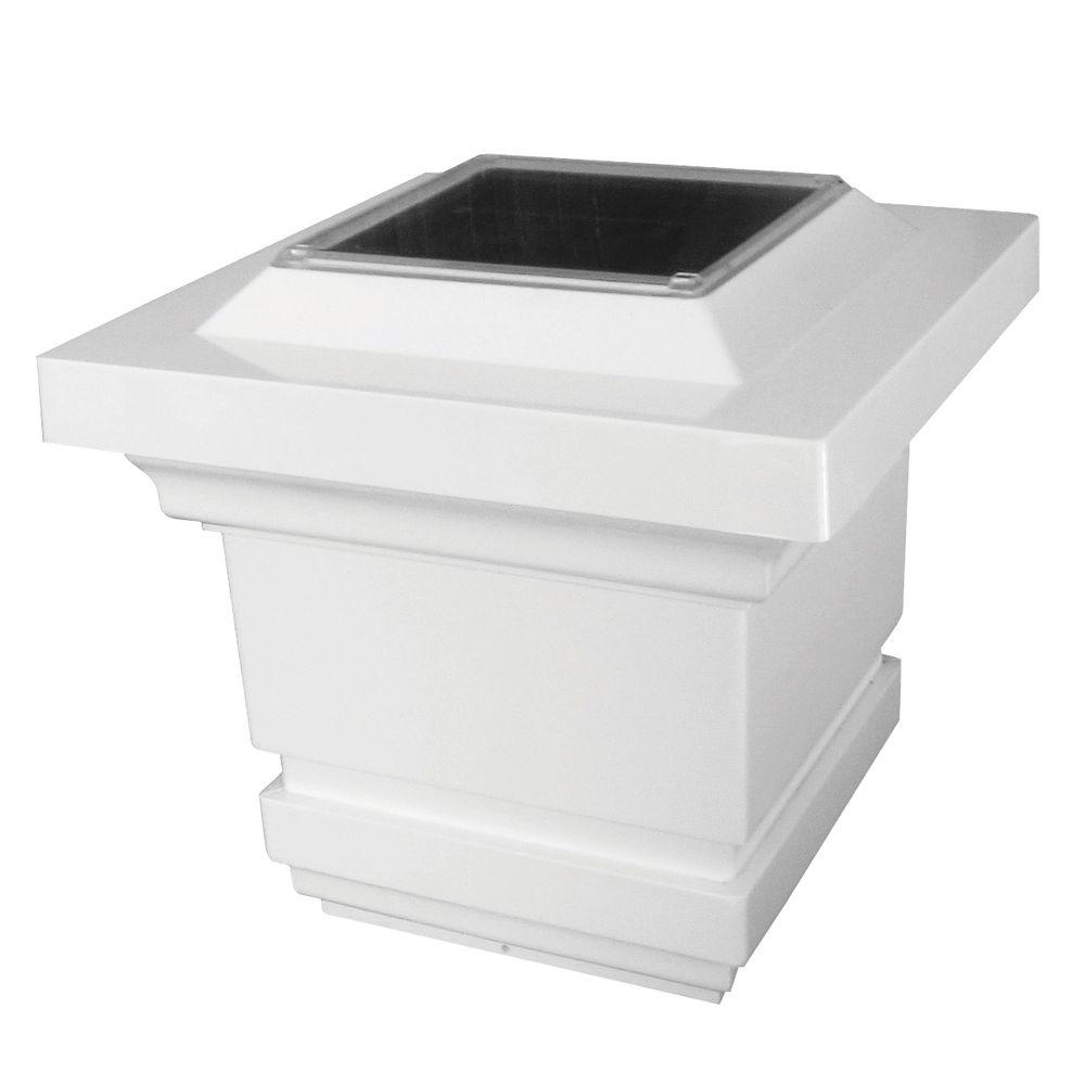 Classy Caps 5 In X 4 3 Stained White Pvc Classy Outdoor Solar Post