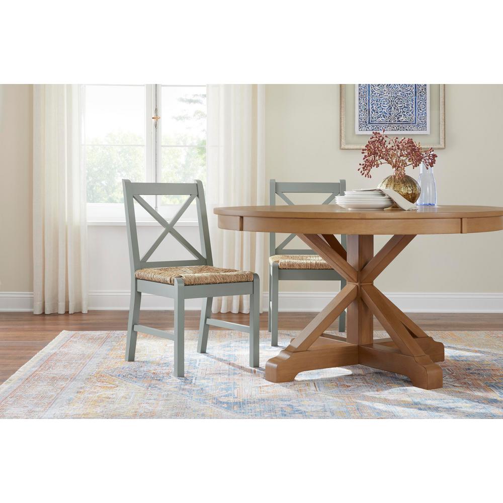 Home Decorators Collection Dorsey Willow Green Wood Dining Chair With Cross Back And Rush Seat Set Of 2 17 72 In W X 35 43 In H Ch Nwil The Home Depot