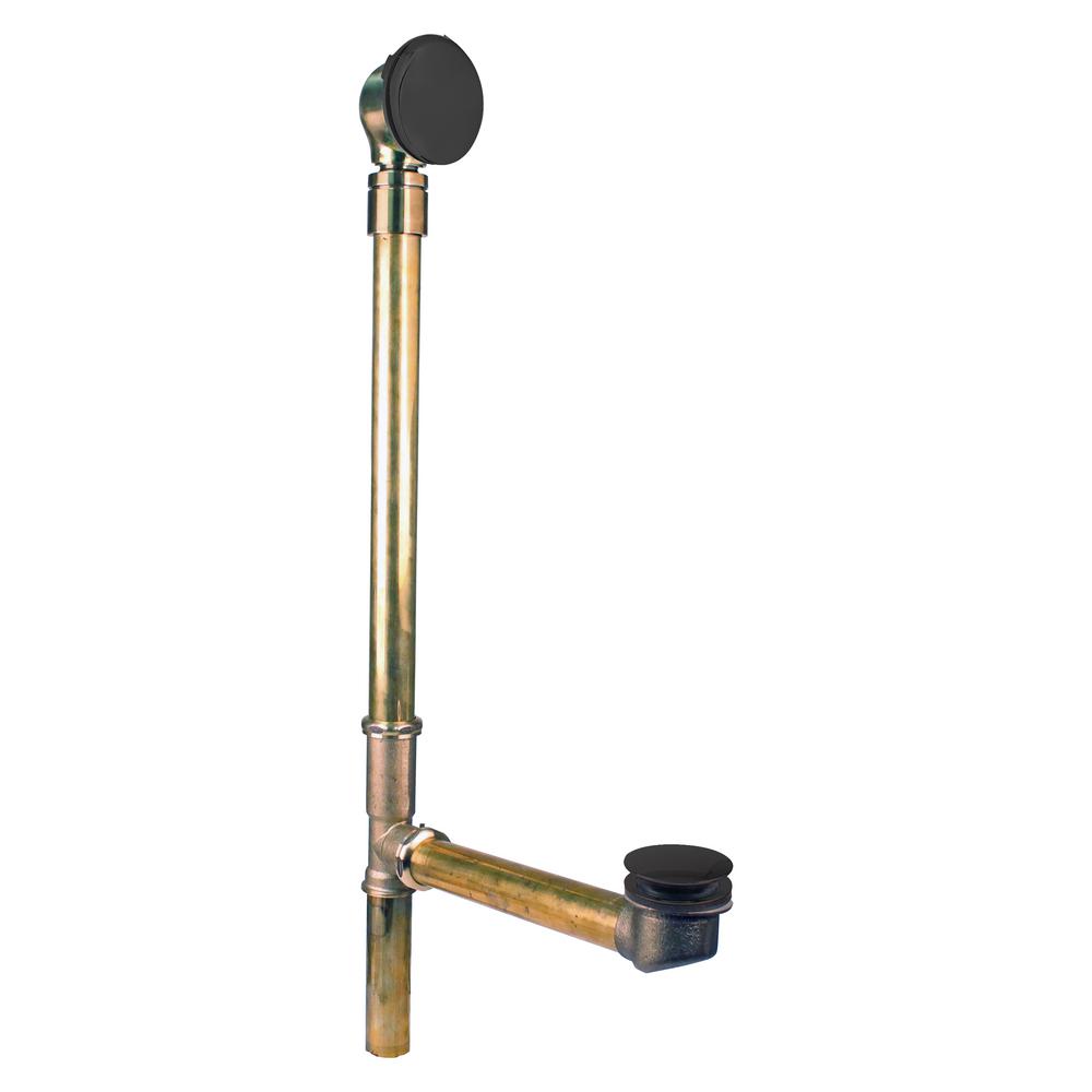 Westbrass 25 In Brass Tub Waste And Overflow Drain Assembly In Matte Black