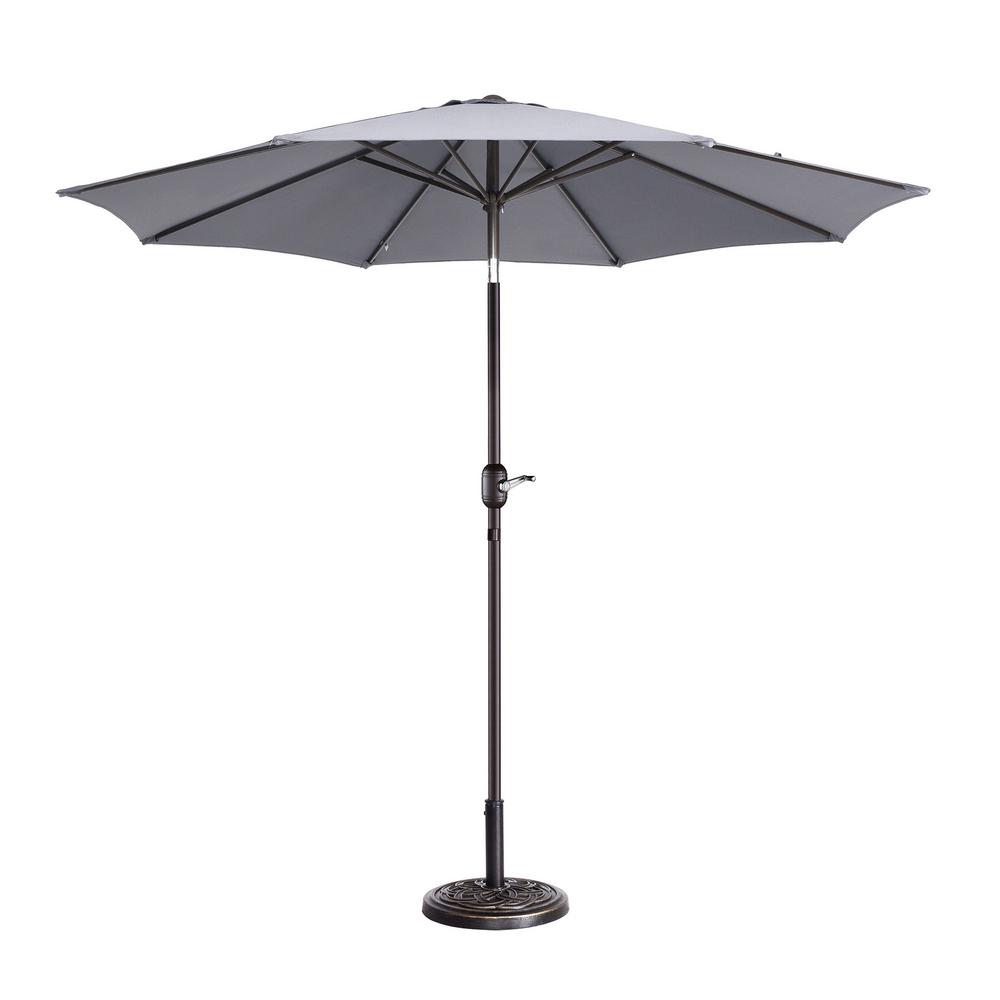 Villacera 9 ft. Aluminum Market Auto Tilt Patio Umbrella in Gray