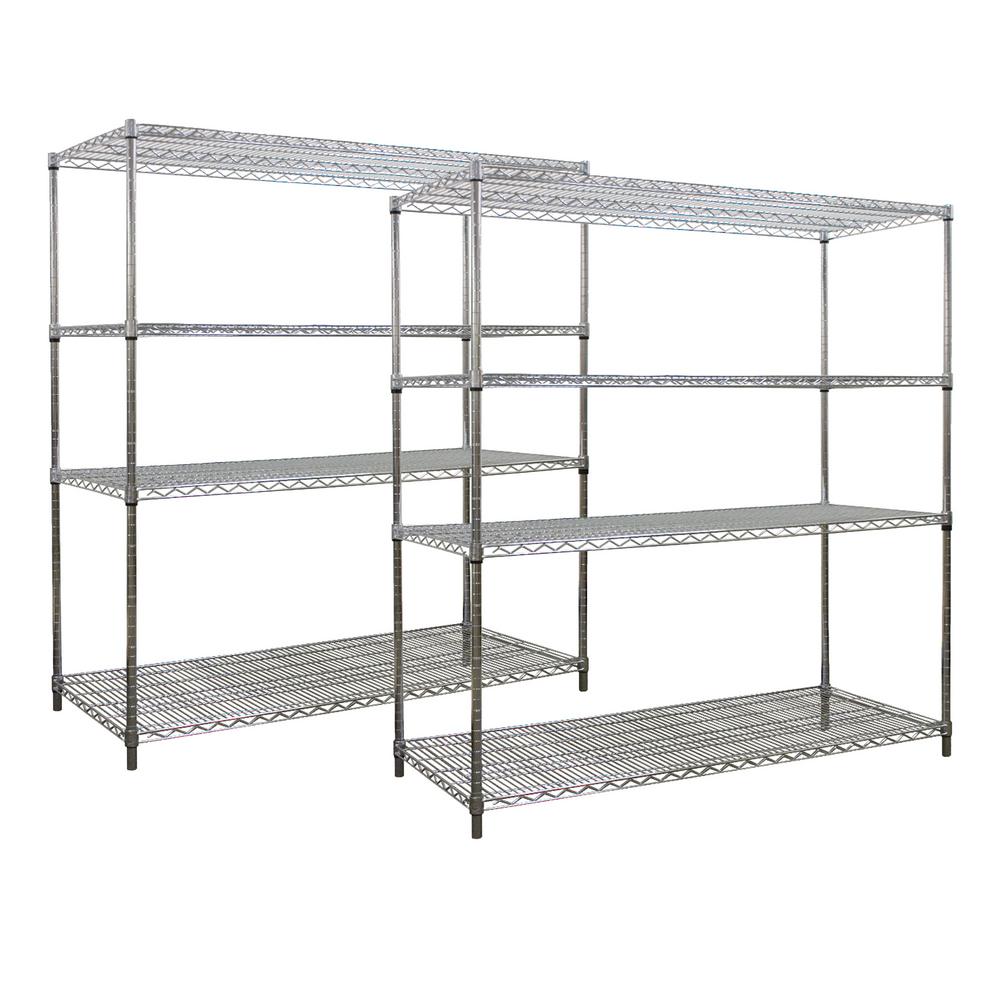 Metal Wire Shelving Storage Organization The Home Depot 63 In H X 72 W 18 D 4