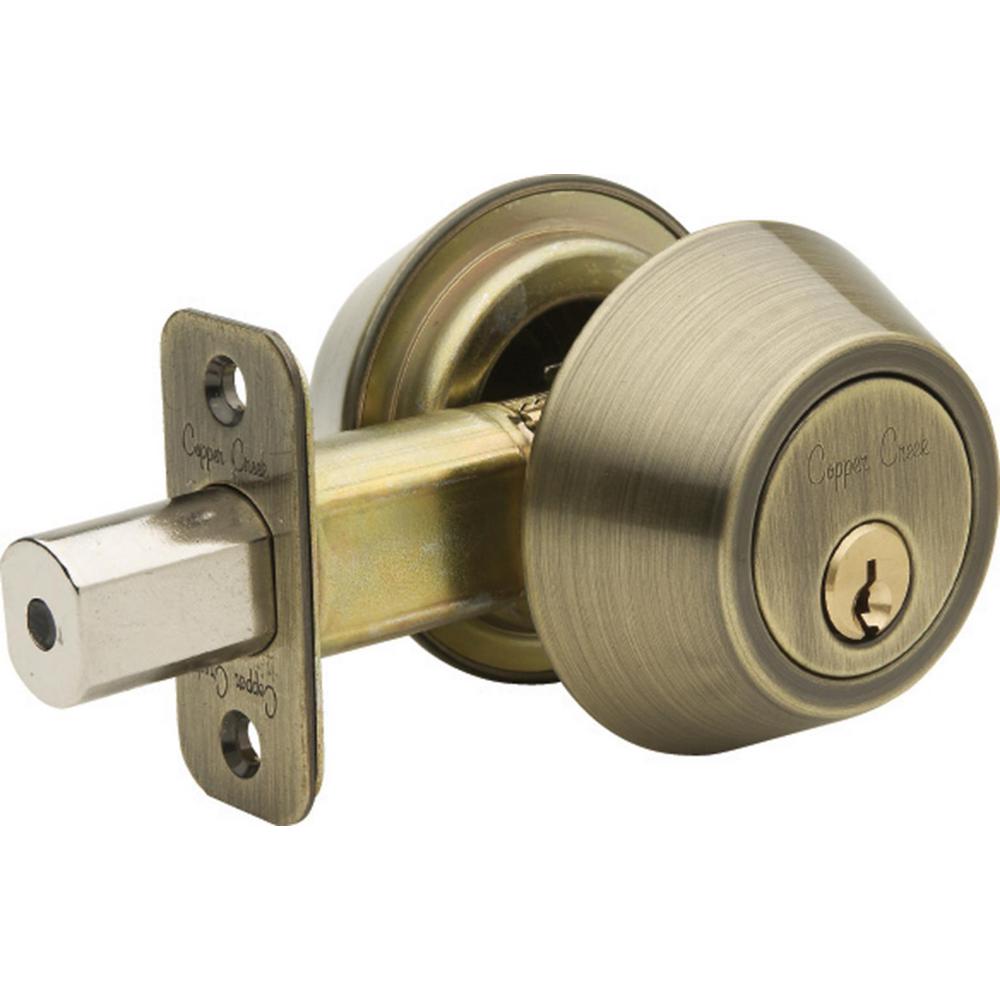 Copper Creek Double Cylinder Antique Brass Deadbolt Db2420ab The Home Depot