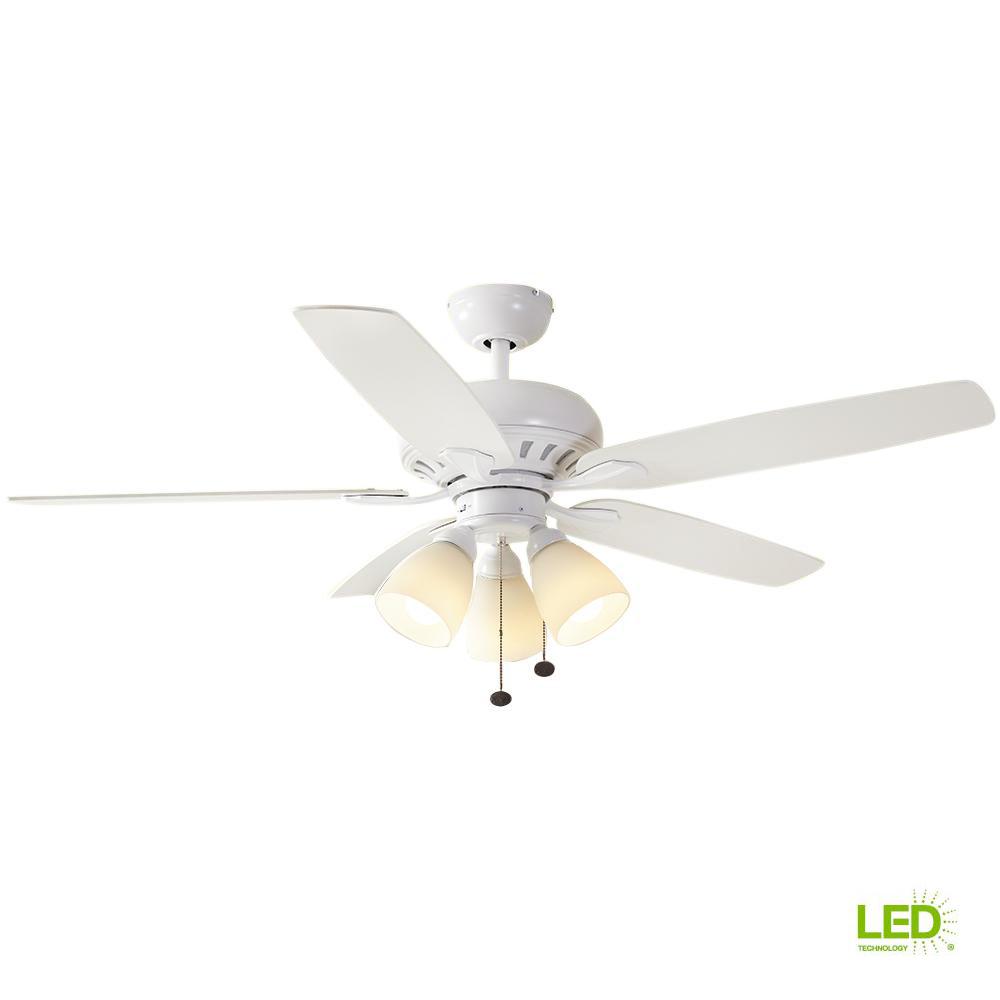 Rockport 52 in. LED Matte White Ceiling Fan with Light Kit