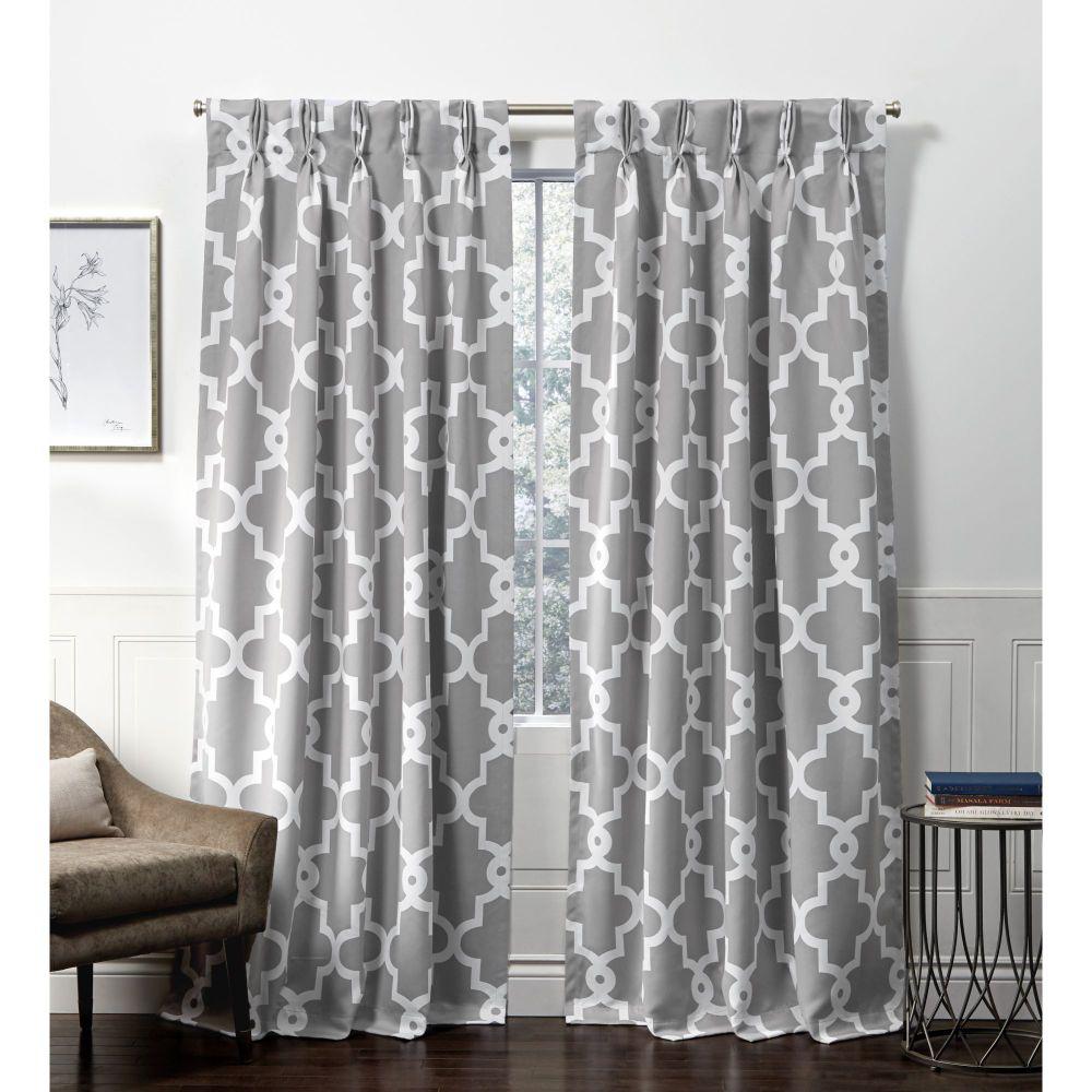 Exclusive Home Curtains Ironwork Pp Silver Blackout Triple Pinch