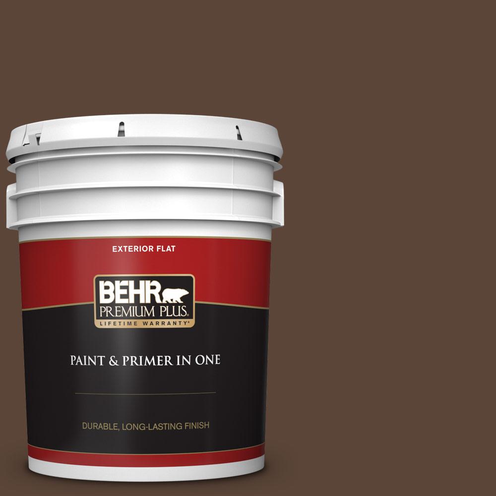 BEHR PREMIUM PLUS 5 gal. N1507 Chocolate Therapy Flat Exterior Paint