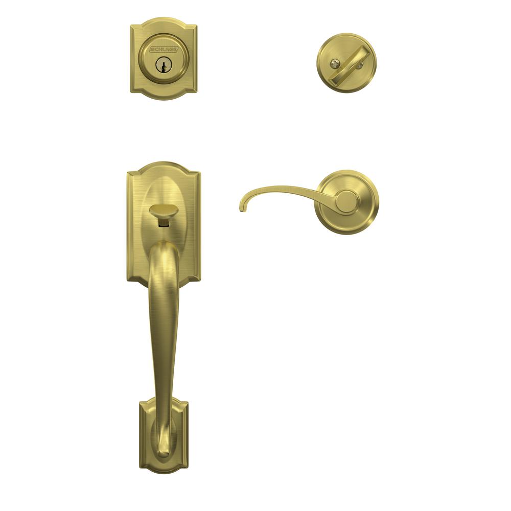 Schlage Custom Camelot Satin Brass Single Cylinder Door Handleset With ...