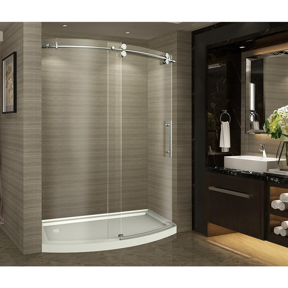 60 36 Stainless Steel Shower Stalls Kits Showers The Completely Frameless Bowfront Sliding Shower Door In Stainless