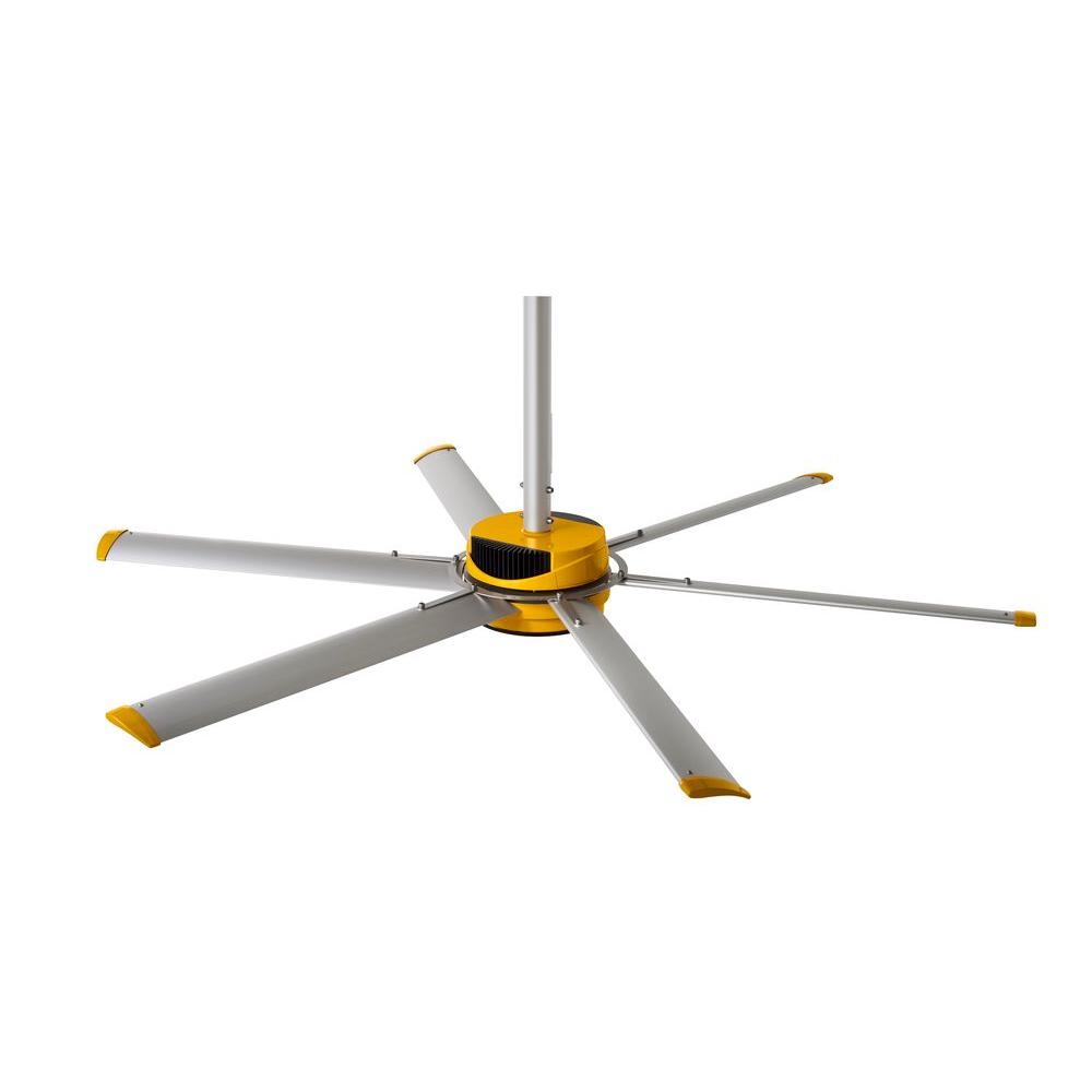 Big Ass Fans 2025 7 Ft Indoor Yellow And Silver Aluminum Shop Ceiling Fan With Wall Control