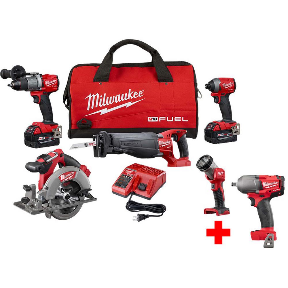 Milwaukee M18 FUEL 18-Volt Lithium-Ion Brushless Cordless Combo Kit (5 ...