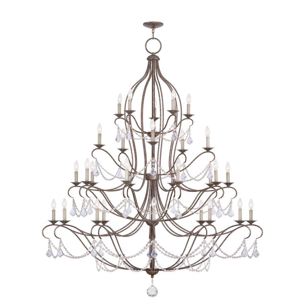 Crystal Chandeliers Lighting The Home Depot Providence 30 Light Venetian Golden Bronze Incandescent Ceiling Chandelier