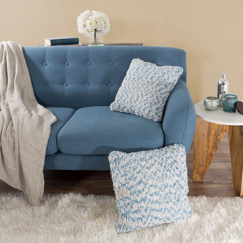 Lavish Home Modern Ombre Loop Blue Decorative Pillow6607IBL The Home Depot