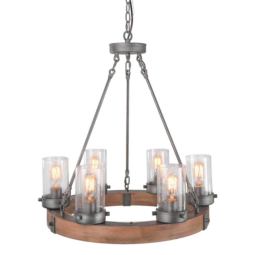 Westinghouse Manchester 6 Light Barnwood Chandelier With Clear - Gray Barn Vineyard Metal And Wood 6 Light Chandelier Westinghouse Manchester 6 Light Barnwood Chandelier With Clear - Gray Barn Vineyard Metal And Wood 6 Light Chandelier
