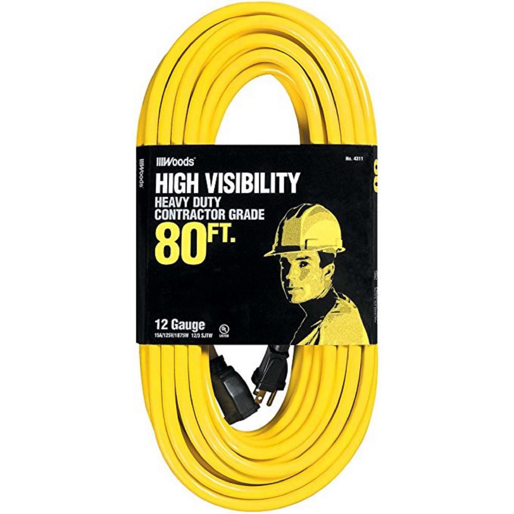 Southwire 80 ft. 12/3 SJTW HiVisibility/Contractor Grade Outdoor Heavy