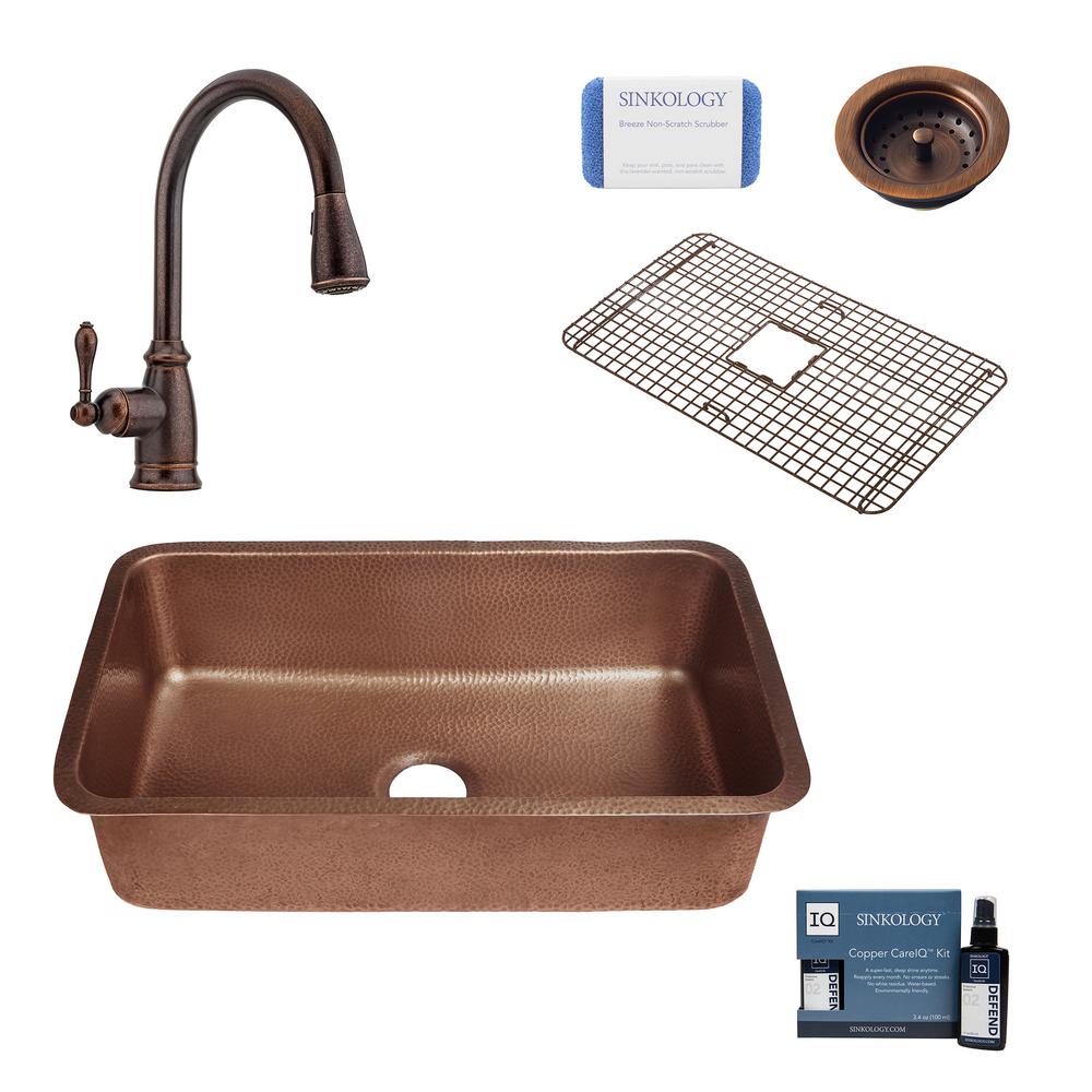 Reviews For Sinkology Orwell All In One Undermount Copper 30 In Single Bowl Copper Kitchen Sink With Pfister Bronze Faucet And Strainer Sk202 30 F529 B The Home Depot